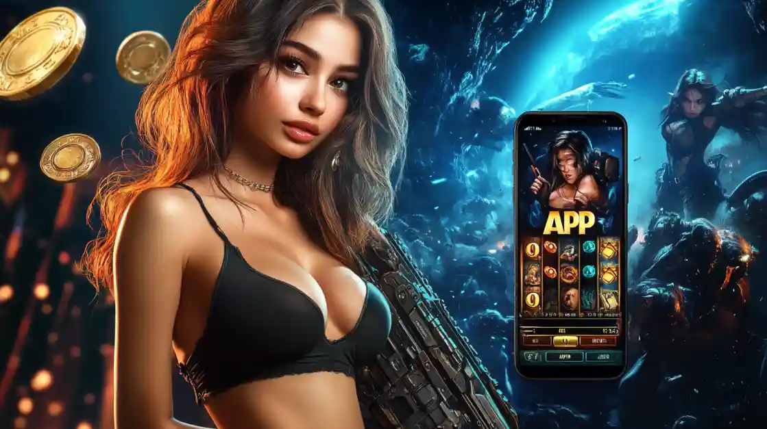 একজন সাহসী নারী cd33 মোবাইল গেমিং অ্যাপ ব্যবহার করছেন, যা অ্যাকশনভিত্তিক গেমের অনুভূতি প্রকাশ করে।