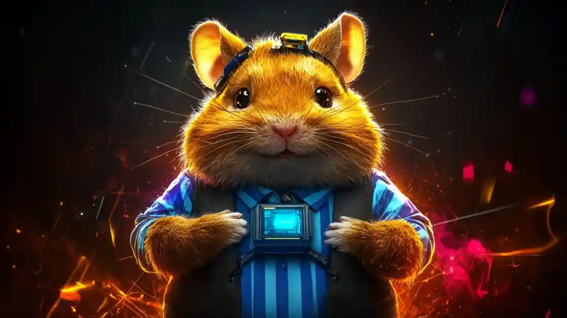 A cute and tech-savvy hamster character wearing a vest and a headset, with a friendly expression, representing the playful and innovative spirit of cd33.